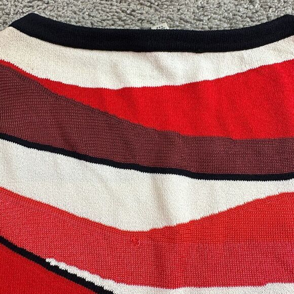 VINTAGE ST. JOHN Collection Top Womens Small Red White Geometric Wool Blend READ - Picture 10 of 15